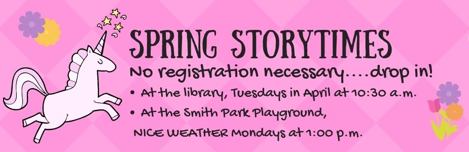 Information on free spring storytimes.  Call 937-845-3601 for more information.